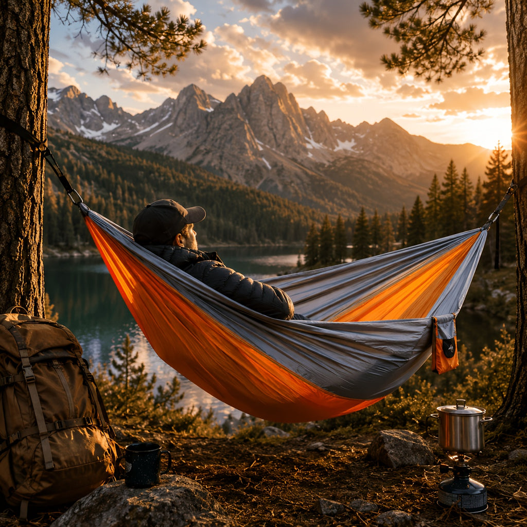 Portable Double Camping Hammock – Lightweight Nylon Hammock for Outdoor, Backyard & Travel