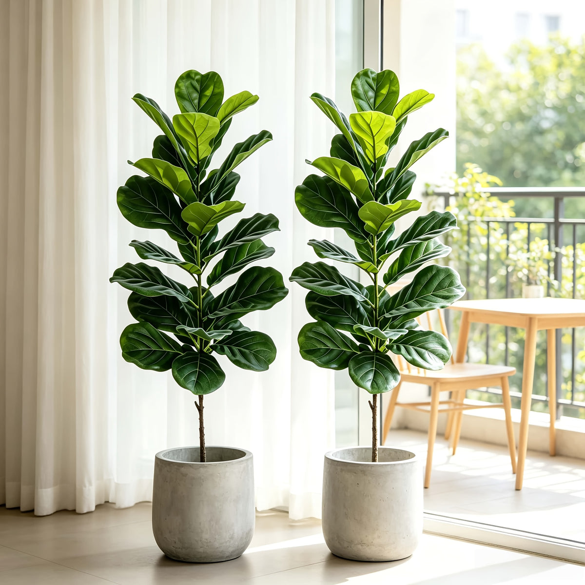 Giant Fiddle Leaf Fig Artificial Tree (Set of 2) – 47" Indoor & Outdoor Faux Plant Decor