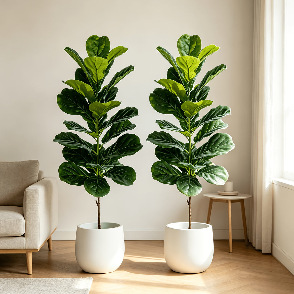 Giant Fiddle Leaf Fig Artificial Tree (Set of 2) – 47" Indoor & Outdoor Faux Plant Decor