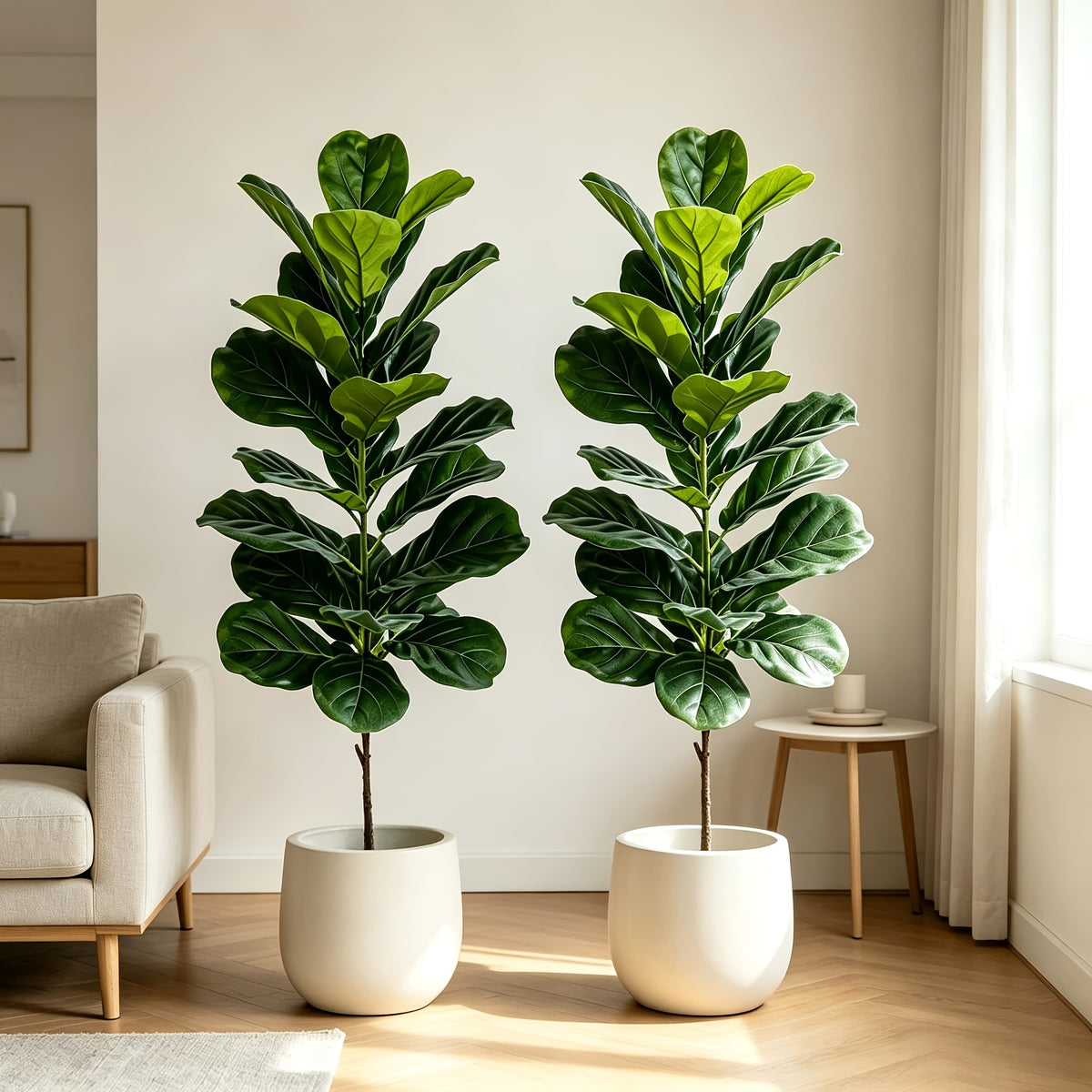 Giant Fiddle Leaf Fig Artificial Tree (Set of 2) – 47" Indoor & Outdoor Faux Plant Decor